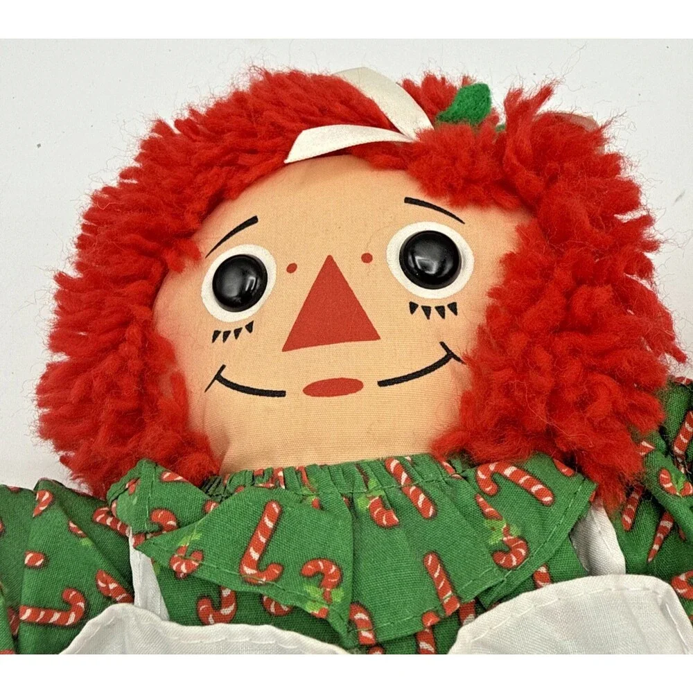 Vintage Playskool RAGGEDY ANN  & ANDY Christmas Theamed Stuffed Plush Dolls 13”